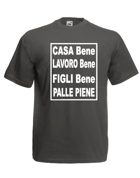 T-shirt Casa bene lavoro bene figli bene palle piene - smprint