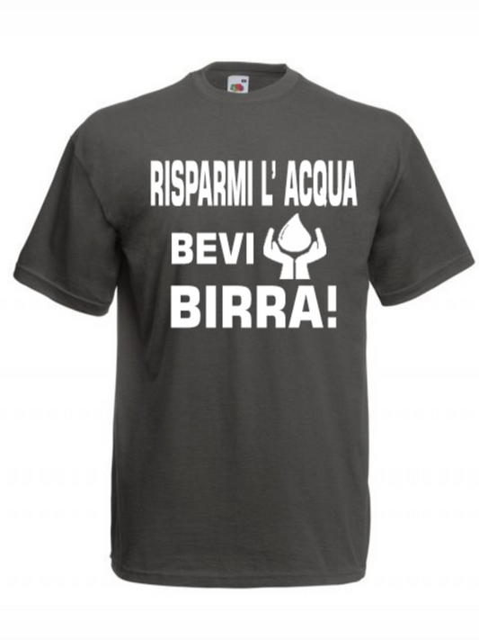 Maglietta Risparmi l'acqua bevi bevi birra