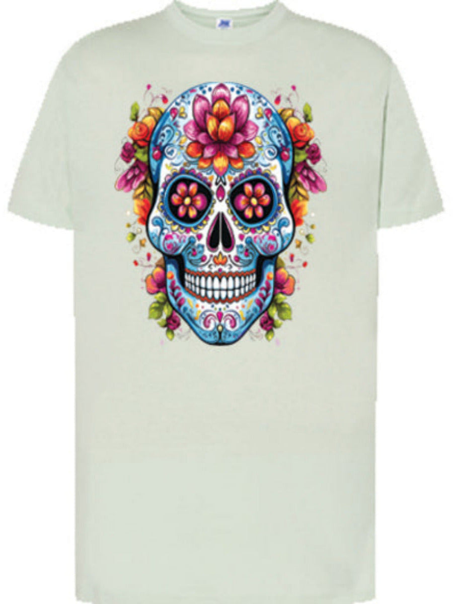Maglietta con teschio fiori