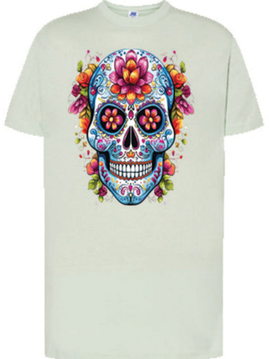 Maglietta con teschio fiori